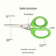 1把不锈钢多层剪刀 - 带清洁刷，厨房剪刀，多用途，适用于剪葱、香菜、绿叶蔬菜、海藻，3层和5层切菜剪刀，家用蔬菜切割器 - 彩色 - 查看 10