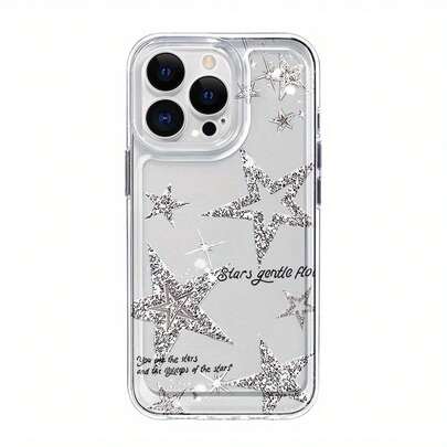 Funda de TPU Transparente de Espacio con Estampado de Estrellas Brillantes de Moda Cubierta Completa Compatible con iPhone 16 15 14 13 12 11 Pro Max XR XS 8 7 Plus