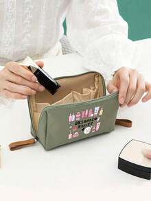 Women's & Cute Beauty Skincare Travel Organizer - Lightweight Foldable Cosmetic & Toiletry Bag With Zipper Closure, ,Lightweight Foldable Storage Bag,Women's Portable Travel Toiletries Bag, Lipstick Bag, Coin Purse, Large Makeup Storage For Daily Use, Spa, Vacation - Durable Gift-Worthy For Skincare Routine - Multicolor - View 2