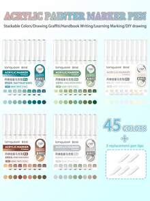 288/240/207/9色双头液体马克笔，覆盖力强，色彩鲜艳，专业绘图马克笔，适用于卡通人物绘画、石头、玻璃、DIY涂鸦、陶瓷、金属表面，非常适合开学季使用。 - 彩色 - 查看 20