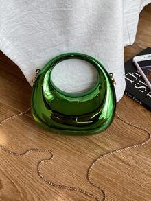 New Acrylic Mini Handbag, Fashion Clutch Purse, Personalized Crescent Moon Shaped Evening Bag With Detachable Strap - Green - View 10