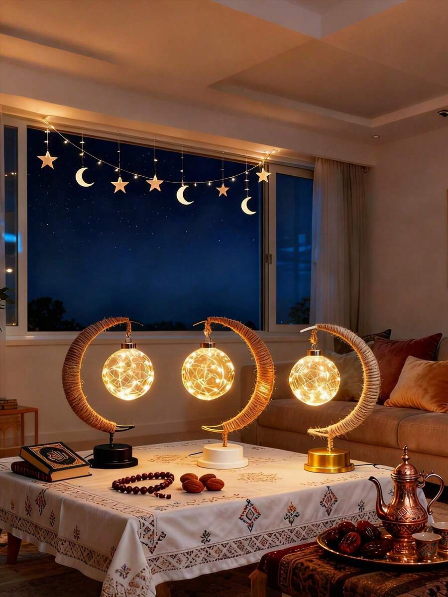 月亮灯、魔法月亮灯、斋月卧室装饰灯、仙女灯、星空灯、魔法夜灯、星系灯、开斋节装饰灯、圣诞节装饰灯、礼物、照明装饰灯