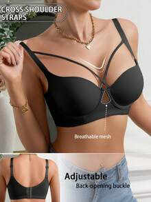 Invisible Push Up Bra For Big Breasts Women, Supportive Lift & Side Shaping, Thin Sexy Underwear - Black - View 7