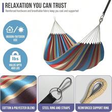 Sorbus® Brazilian Double Hammock - Extra-Long Two Person Portable Hammock Bed for Indoor or Outdoor Spaces - Hanging Rope Carrying Pouch Included Blue Sand Purple Red Stripes - AzulArenaMoradoRojoRayas - Ver 5