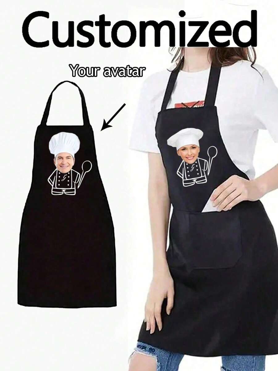 1 șorț personalizat, potrivit pentru tată, tată, bărbați, femei, se poate personaliza numele, logo-ul, șorț de bucătărie pentru bucătar, șorț de gătit personalizat impermeabil, se poate personaliza imaginea, cadou perfect pentru mamă, soț, prietenă, potrivit pentru Ziua Tatălui, Ziua Îndrăgostiților, Ziua Mamei, ziua de naștere, aniversare, nuntă, absolvire, cadou unic pentru familie și prieteni - Multicolor - Vizualizare 1