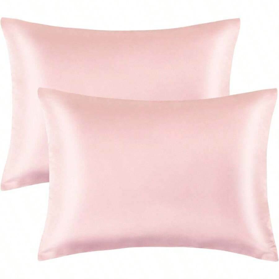 FLXXIE Fundas de Almohada Satin Toddler Fundas de Almohada de Viaje Suave como La Seda y de Lujo Paquete de 2 Cierre de Cremallera 13"x 18" Rosa Toddler - Rosa - Ver 1