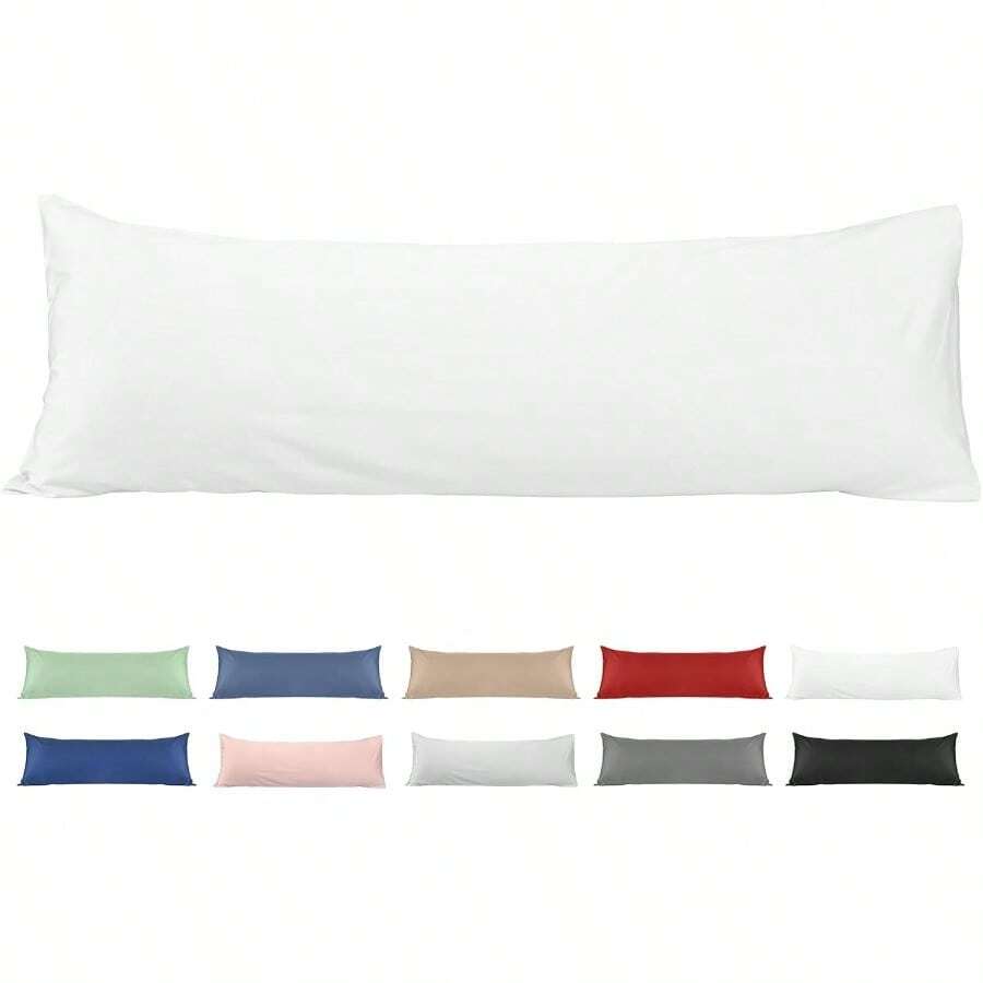 Funda de almohada para el cuerpo 100% algodón Deep Dream 54x137 cm fundas de almohada largas para el cuerpo con tejido satinado 600 hilos fundas de hotel de lujo suaves y transpirables con cierre - Blancopuro - Ver 1