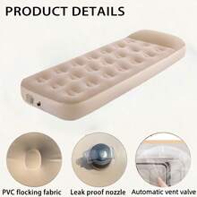 Portable Foldable Inflatable Air Mattress - Comfortable Camping Sleeping Pad, Ideal Camping Gear, Essential For Home Travel, Camping Mat, Travel Mattress, Holiday Essential (Foot Pump Included) - Khaki - View 9