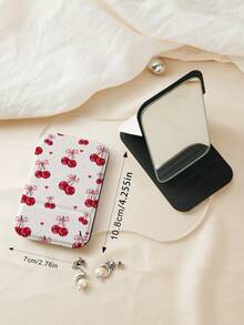 1个Y2K系列便携式化妆镜，可折叠轻薄手持镜，耐用PU皮革材质，适用于多种场景，可折叠便携化妆镜 - 彩色 - 查看 5