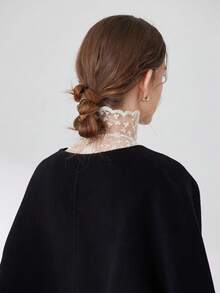 蕾丝领、假领、显瘦、薄纱假领、装饰领、可拆卸领、衬衫、半身衬衫、人造领、女士内衬 - 黑色 - 查看 5