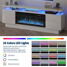 [2 Packages]70" Modern Fireplace TV Stand With 36" Electric Fireplace For TVs Up To 80",Stainless Steel Pipe, Luxury LED-Lit Entertainment Center With High-Gloss Grey Cabinet, Perfect For Living Room, Halloween Decor - 查看 4