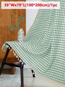 1/30 piezas Cortina a cuadros con borlas estilo bohemio, decoración de cortina de estilo granja para cocina, apta para dormitorio, sala de estar, cocina, vacaciones, fiestas, decoración diaria del hogar - Multicolor - Ver 21