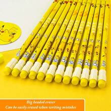 12pcs Pokemon Pikachu Pencil Set! Cute Anime Cartoon Stationery For Students - Perfect Kawaii Pencils, Ideal Birthday And Christmas Gift For Pokemon Fans! - Black - View 4