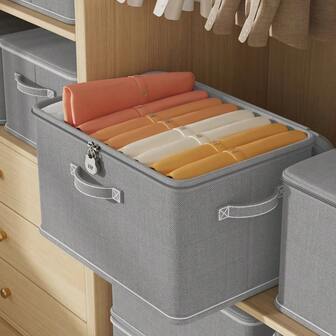 1 st enfärgad non-woven förvaringslåda, multifunktionell vikbar låsbar förvaringslåda, stor kapacitet dragkedjaförsedd garderobsorganiseringslåda, stor kapacitet vikbar täckt förvaringslåda, kläder och filtar organiserad låda