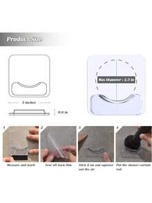 EstiloTendenciaSoporte CalcomaníA Para Cortina De Ducha, 4 Soportes Para Barra De TensióN, Sin Taladrar, Retenedor De Barra Invisible, Soporte De Pared Transparente Para Barra De Cortina De Ducha (Barra NoCalidad PremiumVersióN Mejorada - 1 - Ver 5