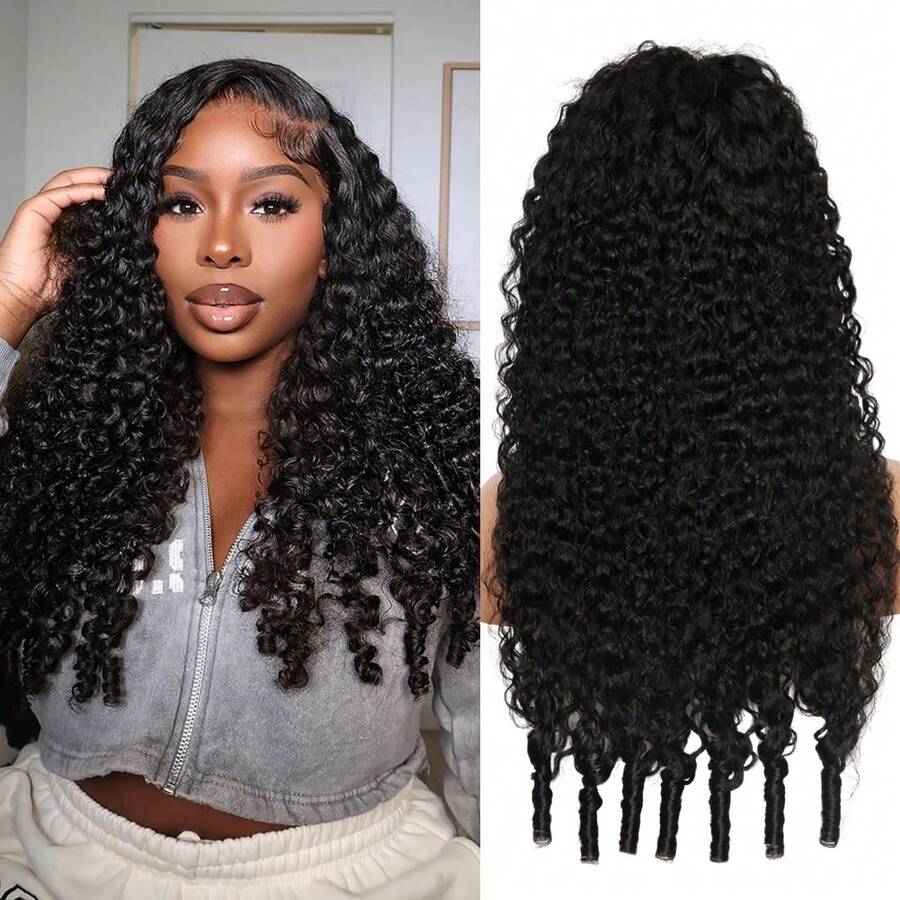 funky girl Water Wave Lace Front Wigs Human Hair Burmese Curly Wig For 180% Density Wet And Wavy Pre Plucked Transparent Lace Frontal 100% Human Hair Wigs With Spiral End Natural Color - Natural Black - View 1