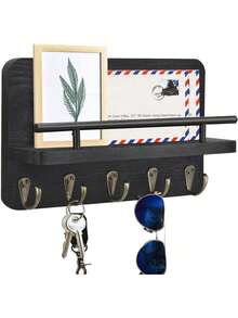 EstiloEstante Para Llaves Colgar Llaves Letras Billetes,Soporte De Pared Para Llavero,Porta Llaves Para Pared,DecoracióN RúStica E Industrial ÚNica,Viene Con 5 Ganchos,Para Entrada, Cocina, BañO, OficinaVersióN Mejorada - 1 - Ver 7