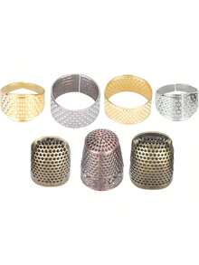 EstiloJuego De Dedal De Costura Vintage De 7 Piezas, Latón De Costura Dedal Ajustable Protector De Punta De Los Dedos Para Bordado Manualidades Accesorios De Costura DIYVersión mejorada - 1 - Ver 1