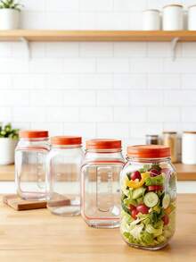 1000ml Vertical Layered Salad Container, Leak-Proof Lunch Box With Dressing Cup, All-In-One Lid And Container Design, Suitable For Office, Gym, Picnic (Orange/Green)