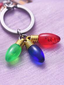 Friendship Gift Keychain, Heart-Shaped Small Light Bulb Combination Pendant, Alloy Heart-Shaped Keychain - Silver - View 7