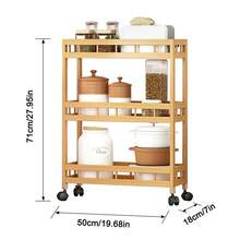SURUIHK Bamboo Kitchen Rolling Cart, Removable Wood Trolley Island Cart With Multi Layer Storage Shelves, Utility Storage Rack On Wheels For Kitchen, Coffee Bar And Home Organizer - 三層(50x18x72公分) - 查看 11