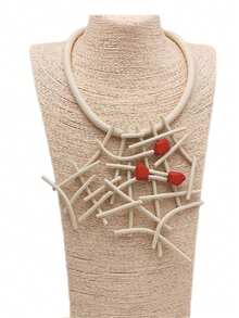 MARLIWOO 1件时尚朋克风手工几何木质吊坠项链，创意配饰，适合女性日常佩戴和派对穿着 - 彩色 - 查看 10