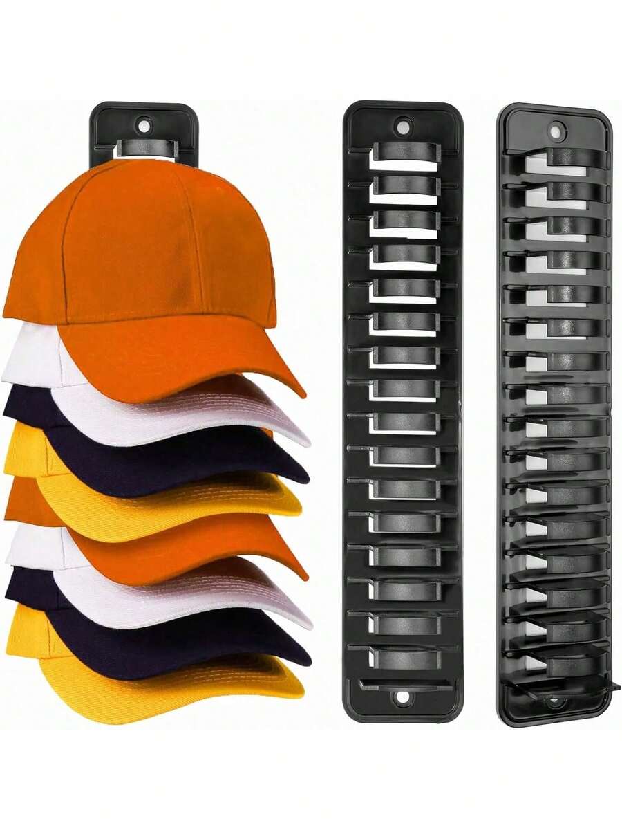EstiloOrganizador De Gorras Para Pared,Puede Colgar 16 Sombreros,Perchero Para Gorras De BéIsbol Con Adhesivo Fuerte Y Tornillos,Soporte Para Sombreros Sin Necesidad Perforar Dormitorios Armarios, NegroVersióN Mejorada - 1 blanco - Ver 1