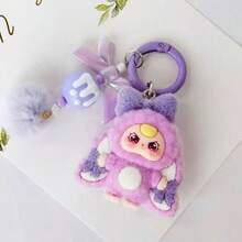 1pc Cute Cartoon 3D Flocked Keychain, Decorative Pendant Keychain, Cartoon Backpack Hanging Ornament, Car Keychain, Bag Charm, Suitable For Birthday Gift, Party Favor, Friend Gift, Cartoon Keychain, Small Pendant Accessory Toy Doll, Valentine's Day Special Gifts For Mother, Father, Graduation, And Teacher - Multicolor - View 8