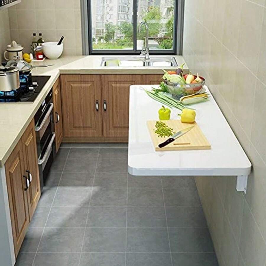 Genérico Mesa Plegable de Pared para lavandería Cocina Comedor Banco de Trabajo Plegable de Pared estación de Trabajo Convertible para computadora Escritorio de Trabajo para Oficina en - 6040 cm 23 pulgadas 16 pulgadas - Ver 1