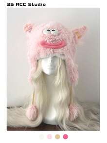 Women's Cute Plush Balaclava Hat, Ultra Soft Winter Wrap Hat, Thick Warm Ear Muff Trapper Hat, Suitable For Cycling, Funny Animal Style - Multicolor - View 10