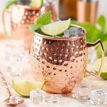 Taza de cóctel de 550ML, vaso de mula de Moscú de acero inoxidable, chapado en cobre martillado, cerveza, herramientas de barra de café, vasos para Ramadán - D - Ver 4
