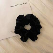 4PCS High-End Velvet Thick Scrunchies - 13cm/5.12in Women's Black/Beige/Brown Solid Color Hair Ties, Elegant Minimalist For Daily, Commute, Party & Vacation - 4PCS - 查看 3