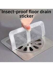 10PCS Disposable Floor Drain Sticker, Kitchen Sewer Blocking, Bathroom Toilet Block Hair Net, Self-Adhesive Insect-Resistant Floor Drain Sticker - Silver - View 8