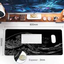 E T EASYTAO Alfombrilla para Ratón XXL Profesional 800 * 300 * 3 mm Mousepad de Escritorio Grande Impermeable y Antideslizante para Gamer Empleado Ordenador PC Laptop(Ondulada) - Ondulada - Ver 2