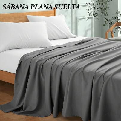SERAPHINEX Sábana Encimera/Plana Suelta (1 Pieza) De Microfibra (Individual/Matrimonial/Queen/King), Estilo Liso Y Sencillo, Tejido De Alta Densidad, Suave Y Lisa, No Se Destine Ni Se Encoge Fácilmente, Protege Cada Noche De Sueño, Apta Para Diversos Tipos De Cama Y Estilos De Decoración.