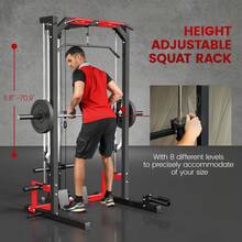 SPORTNOW Multi-Function Power Rack, Cable Crossover Machine With Pull Up Bar, Lat Pull Down System, Squat Rack, Barbell Bar, Landmine, Plate Storage Posts, For Home Gym Workout - Black - View 5