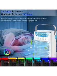 EstiloTendenciaVentilador De Aire Acondicionado, Mini Enfriador De Aire Evaporativo Con 3 Velocidades Y 2 Modos De PulverizacióN, Aire Acondicionado PortáTil Con 700Ml De Tanque De Agua Para Oficina,Dormitorio,CocheCalidad PremiumVersióN Mejorada - 1 - Ver 8