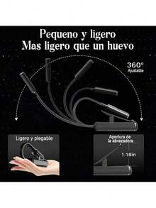 EstiloNELAPARO LED Luz De Lectura, Lectura Luz De Libro Con 3 Modos De ProteccióN De Los Ojos AtenuacióN Continua, Recargable LáMpara De Libro Con Clip Para Estudio, Leer, Trabajar, Viaje EctVersióN Mejorada - Negro - Ver 2