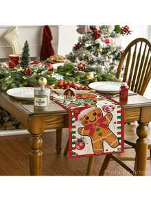 EstiloArtoid Mode - Camino de Mesa Navideño con Diseño de Bastones de Jengibre y Caramelo para Decoración de Invierno en Comedor, Hogar y Fiestas, 13 x 72 PulgadasVersión mejorada - Rojo/Negro - Ver 10