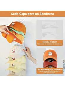 Estilo2PCS Organizador De Gorras De BéIsbol,Perchero De Pared Con Adhesivo Fuerte,Con Capacidad Para 20 Sombreros, Con Dos MéTodos De Montaje, Apto Para Guardarropas Y Gabinetes. (Negro)VersióN Mejorada - blanco - Ver 5