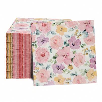 20pcs/40pcs/60pcs/Set Soft Square Floral Patterned Napkins, 2-Ply, 33cm*33cm Opened, Suitable For: Wedding, Tea Party, Birthday Party Decoration, Party Decoration, Party Supplies, Holiday Decoration, Holiday Supplies