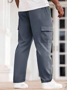 Hidkat Pantalon cargo casual à poches multiples pour hommes, léger et respirant, taille à cordon de serrage, poches zippées, convient pour le port casual quotidien et les activités extérieures, printemps/été - Gris - Voir 4
