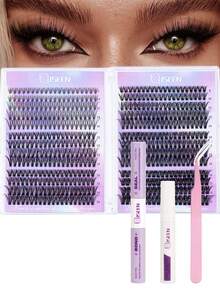 2080pcs, 520pcs, D Curl, DlY Eyelash Extension Kit, Lash Cluters, Individual Lashes Cluster, 20-30-40-50-60D, Lash Clusters Kit, With Bond And Seal, Remover, Tweezers, Crossed Wispy Soft Daily Cluster Lashes, 3D Eyelash Extension Kit Suitable For Convenient And Quick DIY Eyelash Makeup At Home, Makeup Tools, Lash Cluters - Multicolor - View 4
