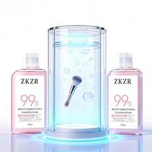 化妆刷清洁剂，深层清洁海绵和刷子清洁剂，溶解顽固彩妆，保护皮肤屏障，温和不伤材质，延长工具使用寿命 - 粉色 - 查看 2