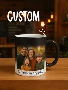 1pc 11oz/350ml Personalized Color Changing Mug, Customized Coffee Cup, Cafe Personalized Coffee Mug, Heat Sensitive Magic Color Changing Ceramic Cup, Customizable Design, Fashionable Splatter White Dot Color Changing Mug - Uniquely Designed Customized Coffee Cup - Multicolor - View 1