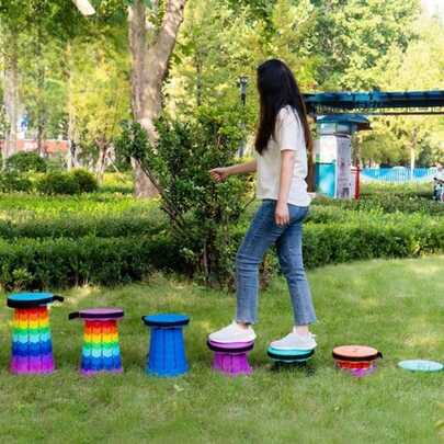 Banqueta Banco Retrátil Portátil com Alça Telescópica Banquinho Dobrável Ajustável Pesca Camping