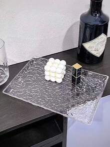 1/2pcs Transparent Acrylic Cosmetic Tray, Durable And Easy To Clean Makeup Organizer Tray, Ripple Pattern Tray, Luxury Home/Salon Use Acrylic New Tea Tray, Water Cup Tea Set Fruit Tray, Bathroom Cosmetic Storage Rack, Organized Storage Box, Holiday Gift - Clear - View 6