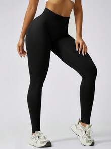 NcmRyu 2pcs Women's Solid Color Ribbed High Waist Seamless Elastic Sports Pants Spring - Multicolor - View 5