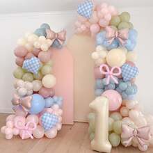 136pcs Goose Shaped Balloon Arch Set, Includes Heart Foil Balloons, Blue, Green, Pink, Apricot And Oblong Latex Balloons. Suitable For Birthday Party, Baby Shower, 1st Birthday Party, Fairy Theme Party, Princess Theme Party And Various Other Party Decorations. - Multicolor - View 5