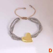 1pc Gold Silver Color Round Ball Beads Braided Bracelet, Star Heart Cross Shape Bead Bracelet Handmade Jewelry - Charm Bracelet - View 9